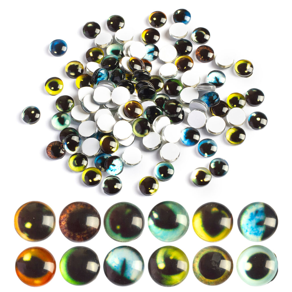 Фурнитура для бижутерии - Кабошоны Глазки Круглые для игрушек Набор, Стекло, Микс