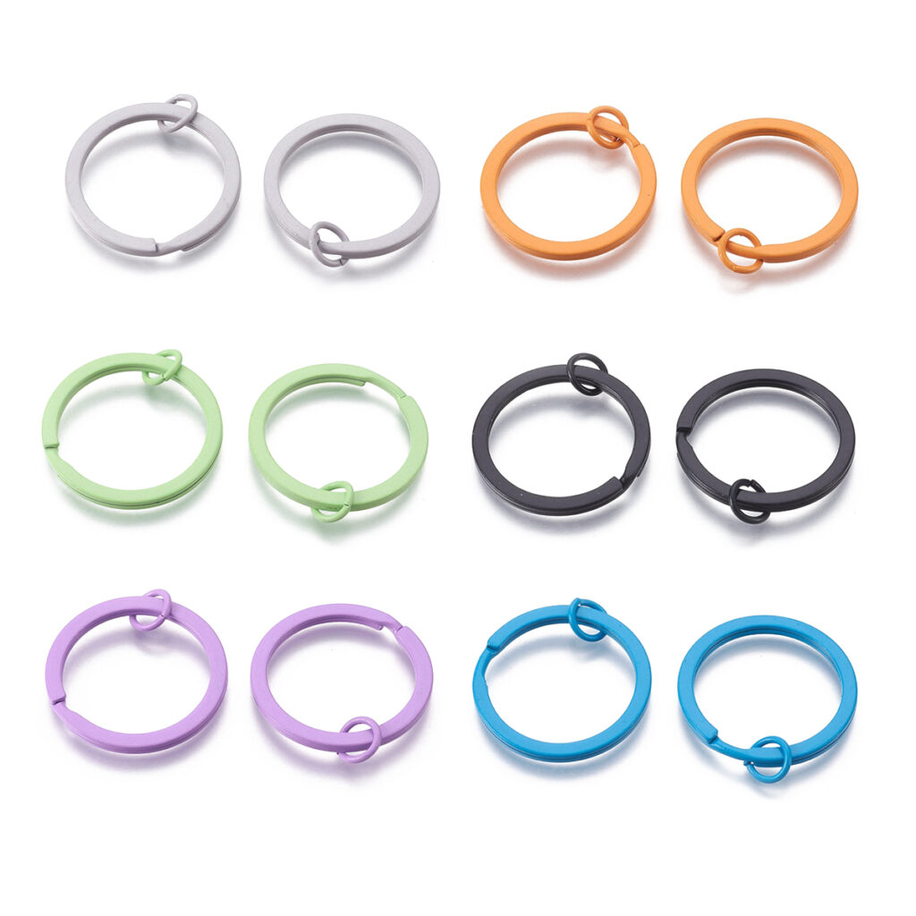 Фурнитура для бижутерии - Набор Кольцо Замочек, Железо, для Брелоков и Ключей, Окрашенные, Цвет: Микс